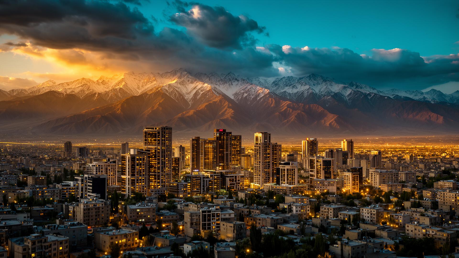 Kabul skyline at golden hour beneath the snow-capped Hindu Kush